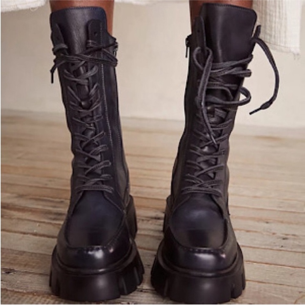 Free People Charcoal Lace Up Boots